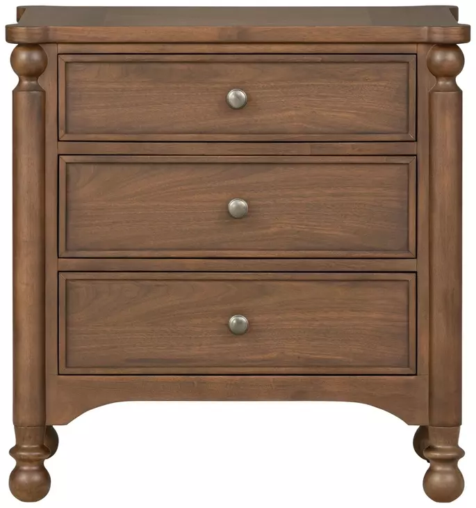 Azalea Walnut 3 Drawer Nightstand with USB Charging