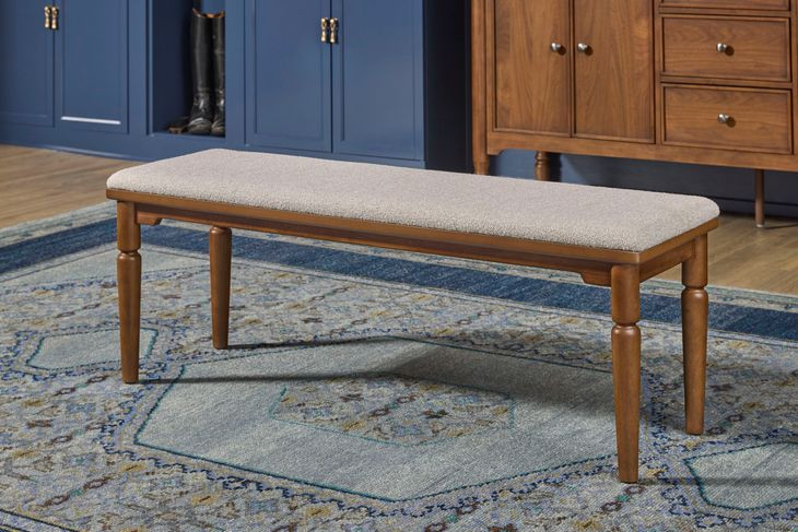 Azalea Oatmeal Performance Fabric Upholstered Dining Bench