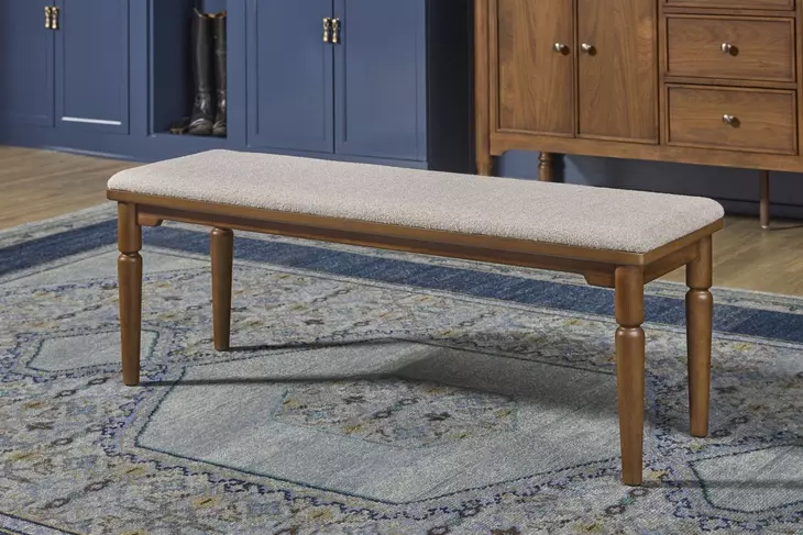 Azalea Oatmeal Performance Fabric Upholstered Dining Bench