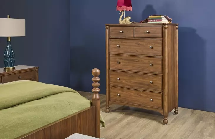Azalea Walnut 5 Drawer Chest