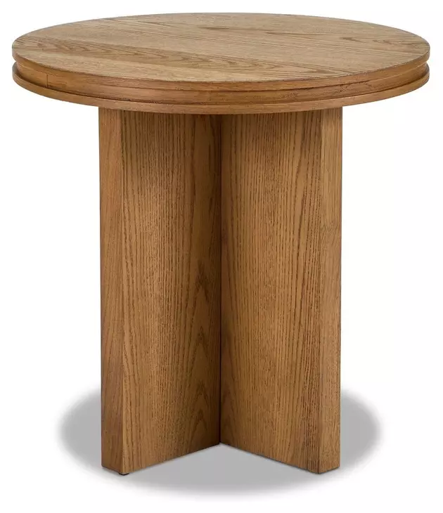 Waterfall Light Oak Round End Table