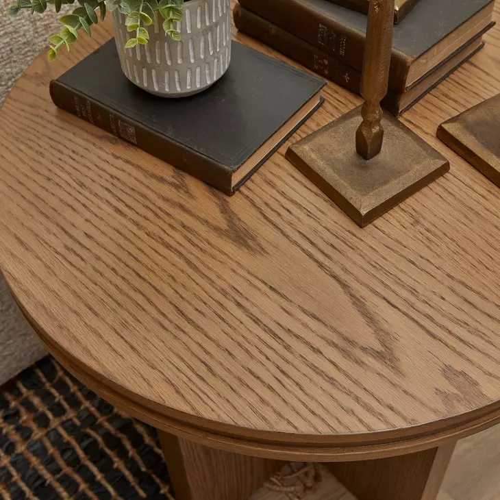 Waterfall Light Oak Round End Table