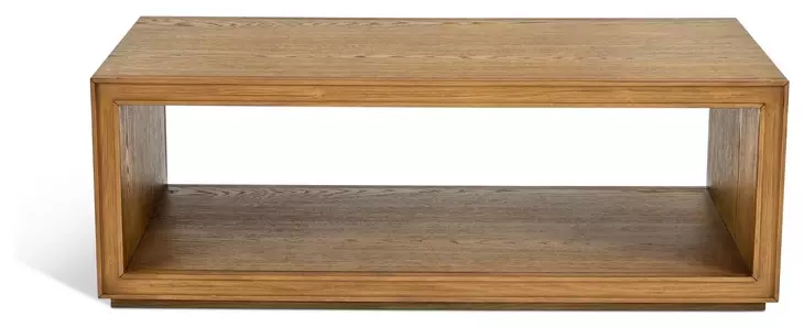 Waterfall Light Oak Rectangular Coffee Table with Casters
