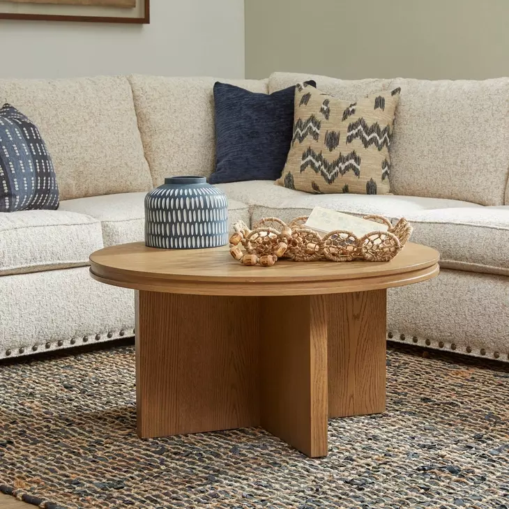 Waterfall Light Oak Round Coffee Table