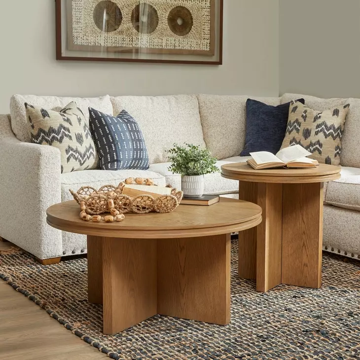 Waterfall Light Oak Round Coffee Table
