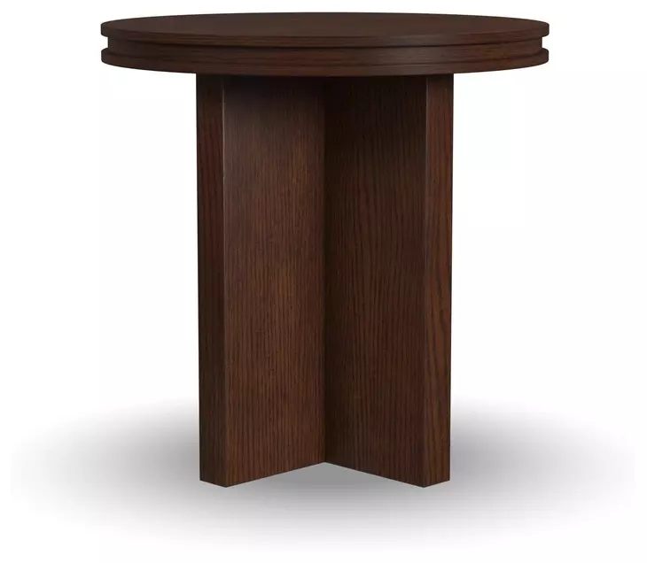 Waterfall Walnut Brown Round End Table