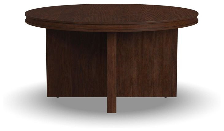 Waterfall Walnut Brown Round Coffee Table
