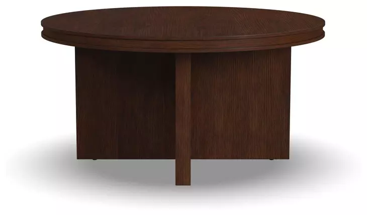 Waterfall Walnut Brown Round Coffee Table