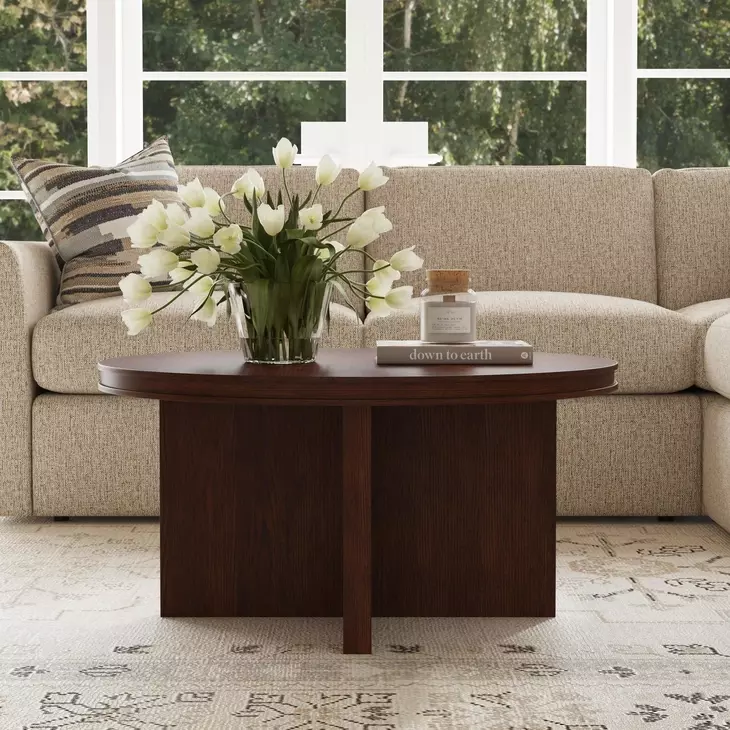 Waterfall Walnut Brown Round Occasional Table Set