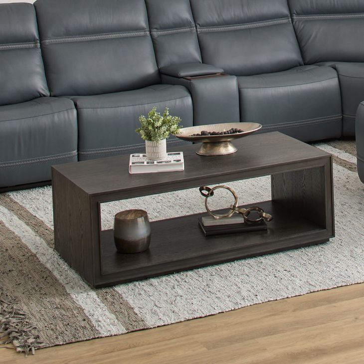 Waterfall Deep Ebony Rectangular Coffee Table with Casters From