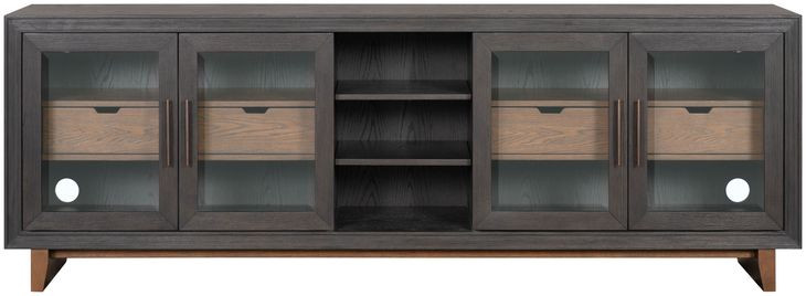 Waterfall Deep Ebony and Brown 92" TV Stand with USB Charging