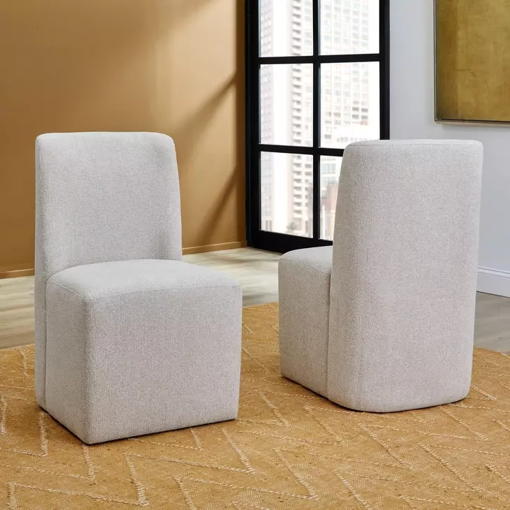 Waterfall Off White Performance Fabric Upholstered Dining Chair Set of 2