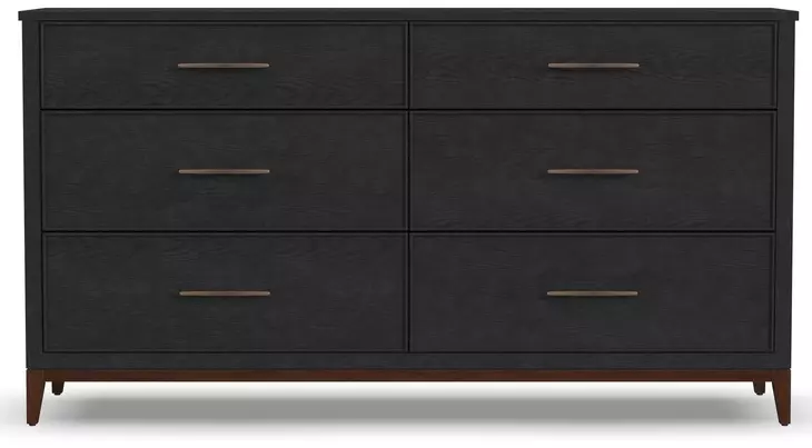 Waterfall Deep Ebony and Dark Brown 6 Drawer Dresser