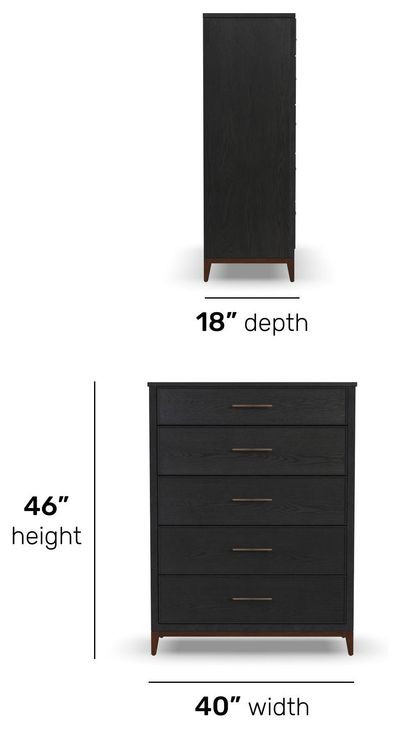 Waterfall Deep Ebony 5 Drawer Chest