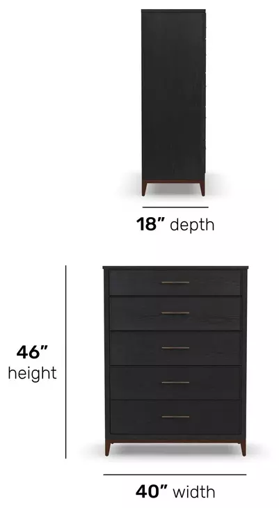 Waterfall Deep Ebony 5 Drawer Chest