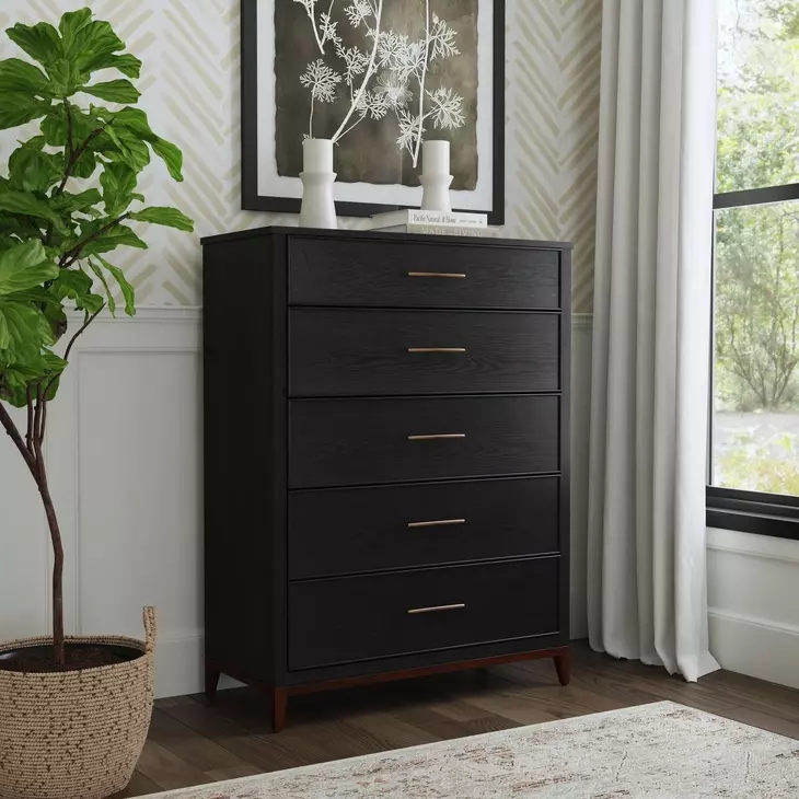 Waterfall Deep Ebony 5 Drawer Chest