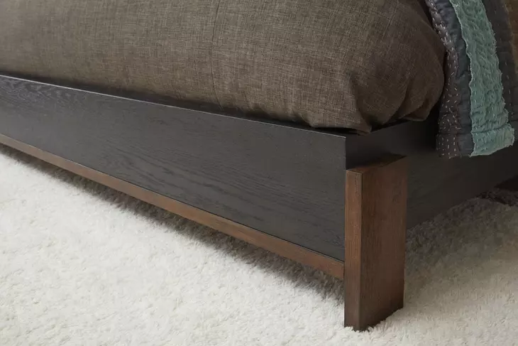 Waterfall Cream and Deep Ebony Performance Fabric Queen Upholstered Panel Bed