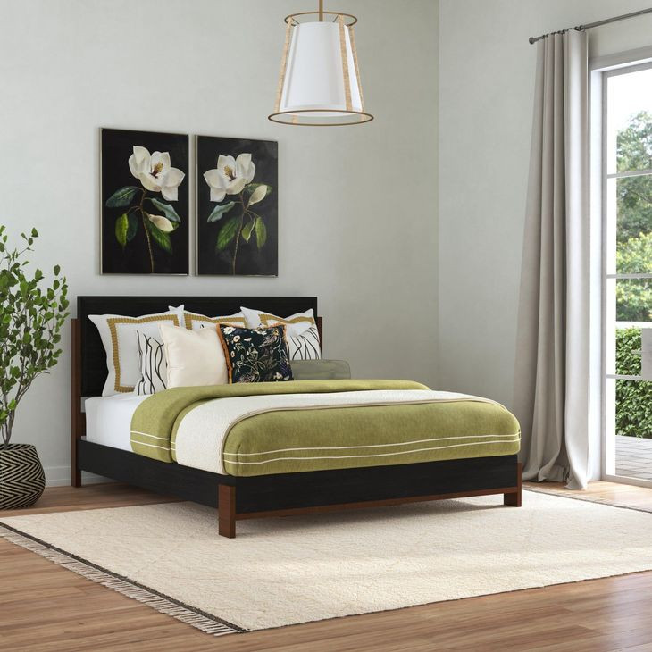 Waterfall Dark Brown and Deep Ebony King Panel Bed