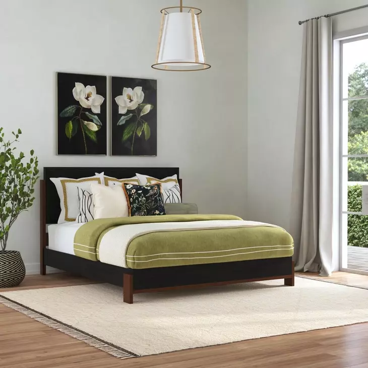 Waterfall Dark Brown and Deep Ebony King Panel Bed