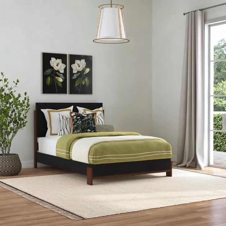 Waterfall Dark Brown and Deep Ebony Queen Panel Bed