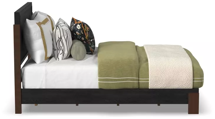 Waterfall Dark Brown and Deep Ebony Queen Panel Bed