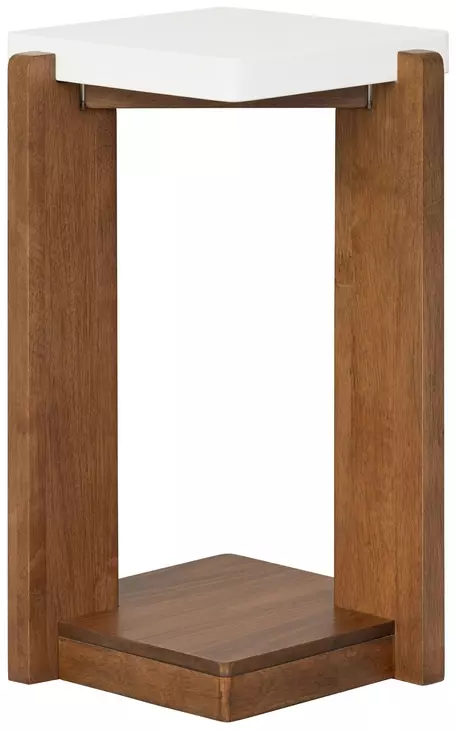 Lincoln White and Walnut Rectangular Stone Top Occasional Table Set with Casters