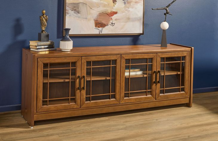 Lincoln Warm Walnut 76" TV Stand with USB Charging