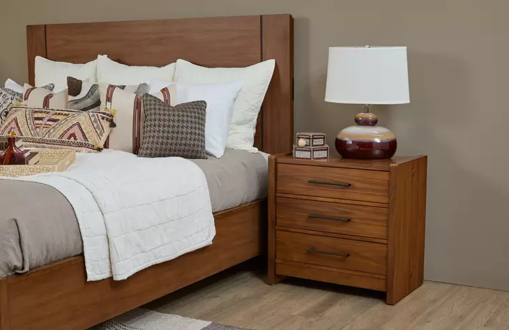 Lincoln Warm Walnut 3 Drawer Nightstand with USB Charging