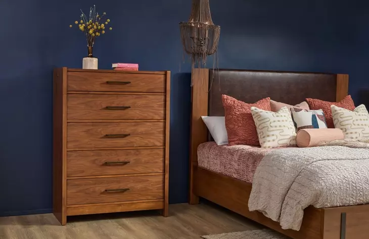 Lincoln Warm Walnut 5 Drawer Chest