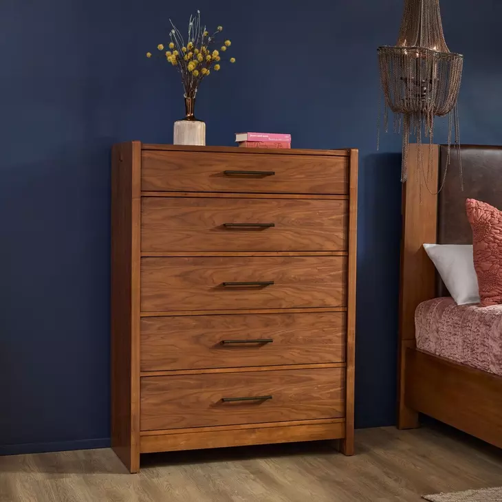 Lincoln Warm Walnut 5 Drawer Chest