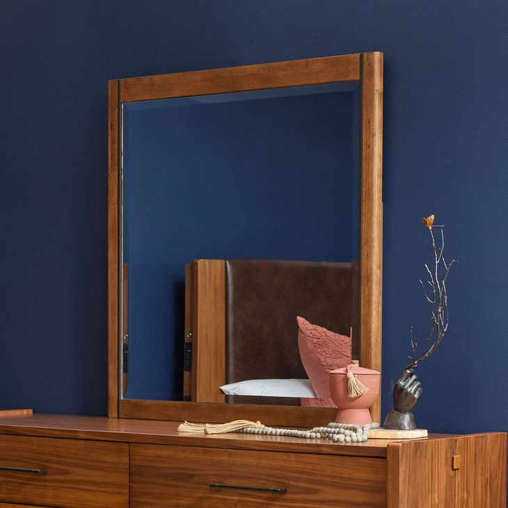 Lincoln Warm Walnut Rectangular Dresser Mirror