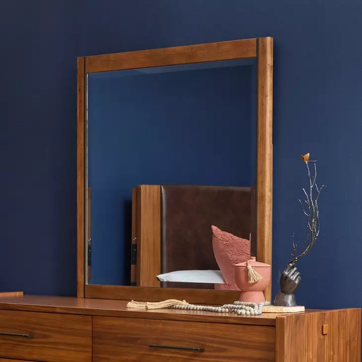 Lincoln Warm Walnut Rectangular Dresser Mirror