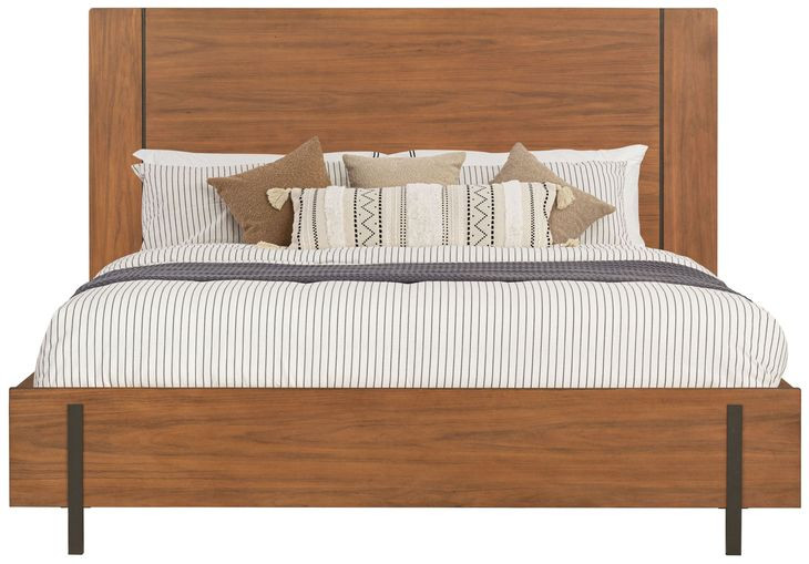 Lincoln Warm Walnut Queen Platform Bed with USB Charging and LED