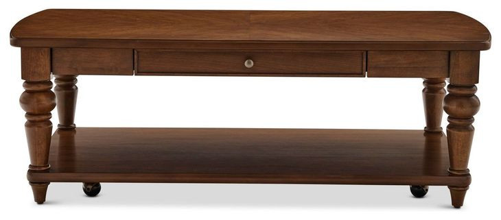 Bellevue Whiskey Brown Rectangular Coffee Table with Casters