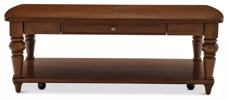 Bellevue Whiskey Brown Rectangular Coffee Table with Casters