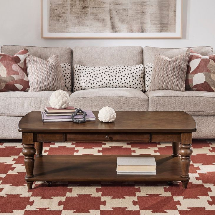 Bellevue Whiskey Brown Rectangular Coffee Table with Casters