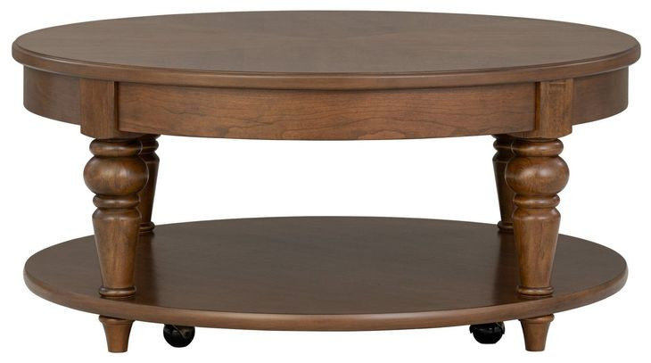 Bellevue Whiskey Brown Round Occasional Table Set with Casters