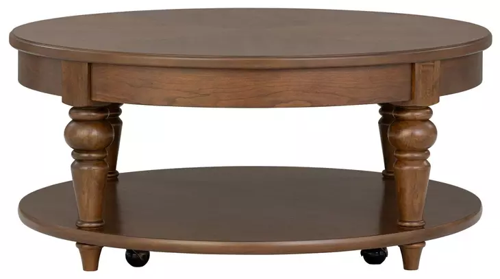 Bellevue Whiskey Brown Round Occasional Table Set with Casters
