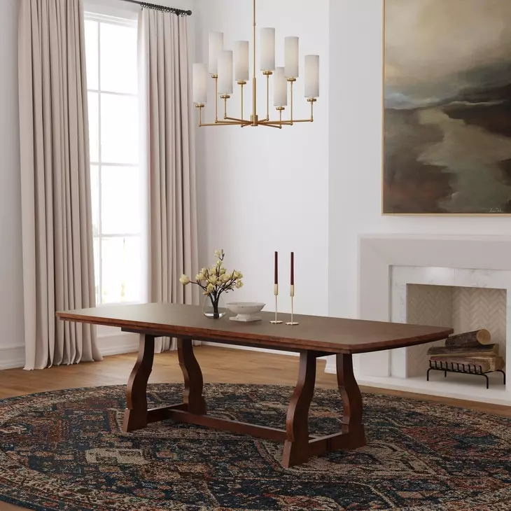 Bellevue Whiskey Brown 104" Extendable Rectangular Dining Table