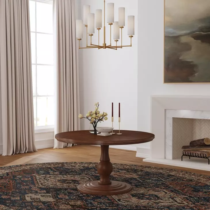 Bellevue Whiskey Brown Round Dining Room Set