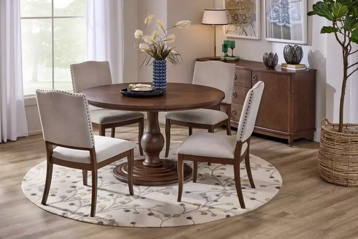 Bellevue Whiskey Brown Round Dining Room Set