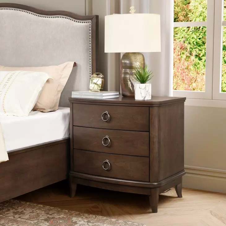 Bellevue Whiskey Brown 3 Drawer Nightstand with USB Charging