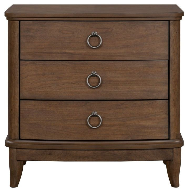 Bellevue Whiskey Brown 3 Drawer Nightstand with USB Charging