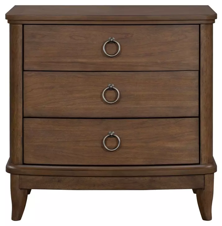 Bellevue Whiskey Brown 3 Drawer Nightstand with USB Charging