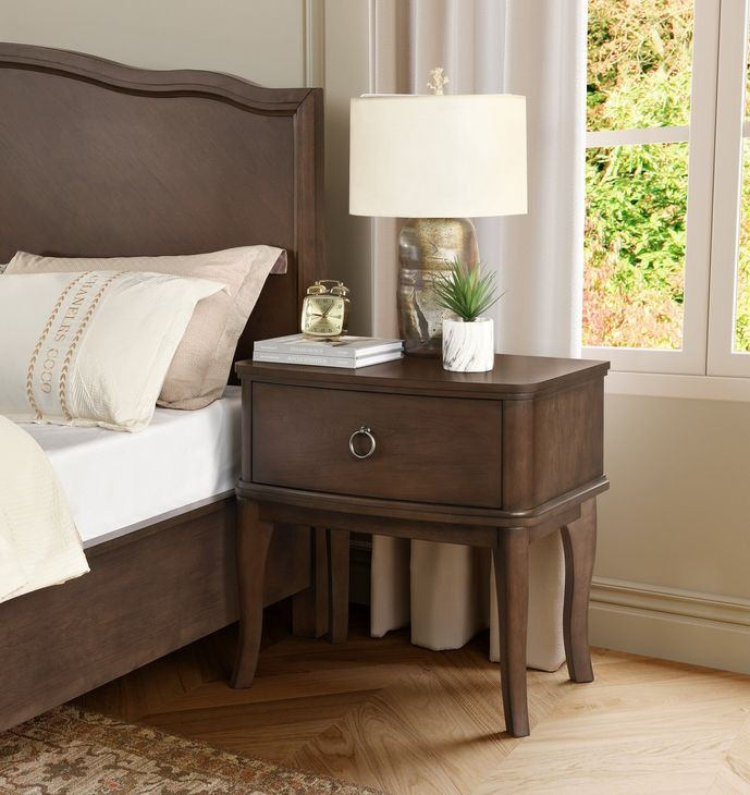 Bellevue Whiskey Brown 1 Drawer Open Nightstand with USB Charging