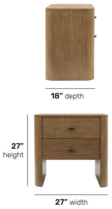 Normandy Warm Driftwood 2 Drawer Nightstand with USB Charging