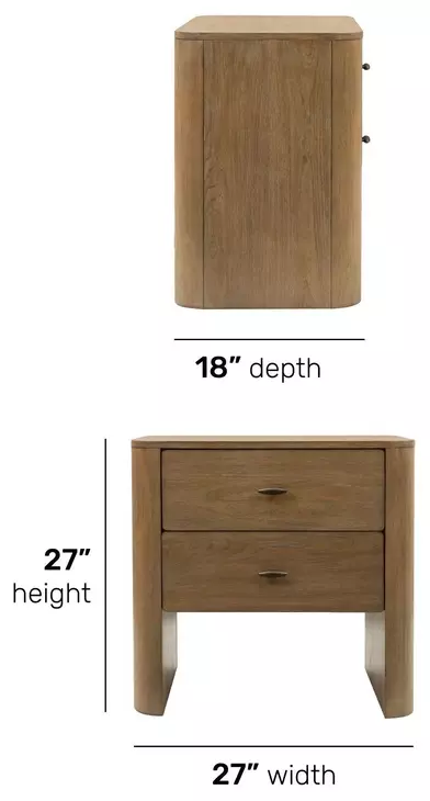 Normandy Warm Driftwood 2 Drawer Nightstand with USB Charging