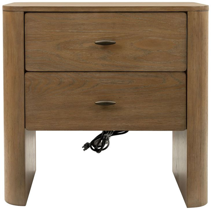 Normandy Warm Driftwood 2 Drawer Nightstand with USB Charging