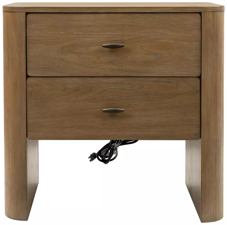 Normandy Warm Driftwood 2 Drawer Nightstand with USB Charging