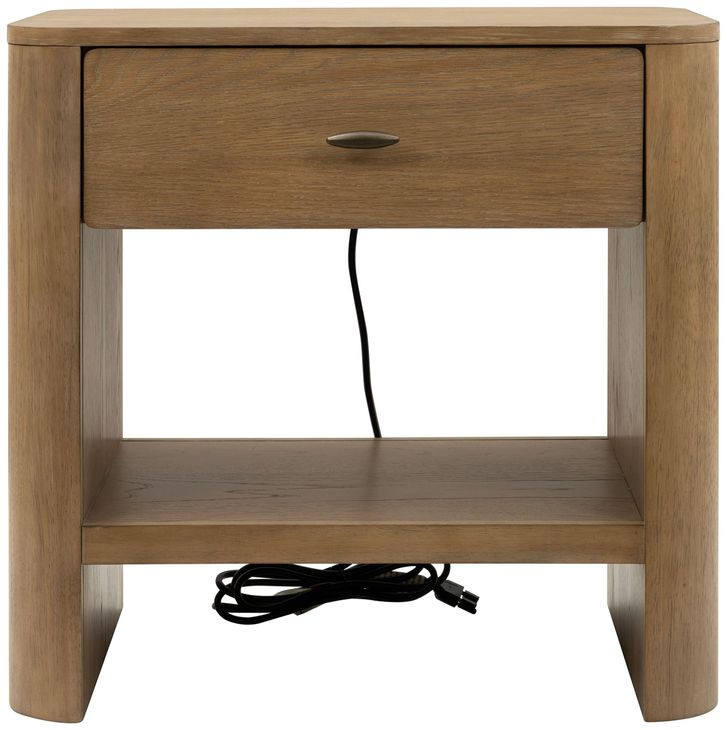 Normandy Warm Driftwood 1 Drawer Open Nightstand with USB Charging